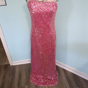 Adrianna Papell | Dresses | Adrianna Papell Foil Printed Asymmetric Gown  Sage Gold Size 8 900 | Poshmark
